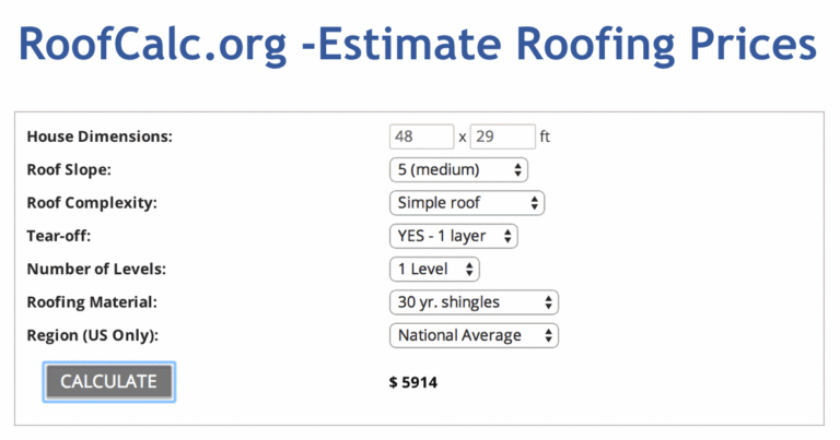 Roofing Calculator - Estimate Roof Replacement Cost - Get Free Quotes